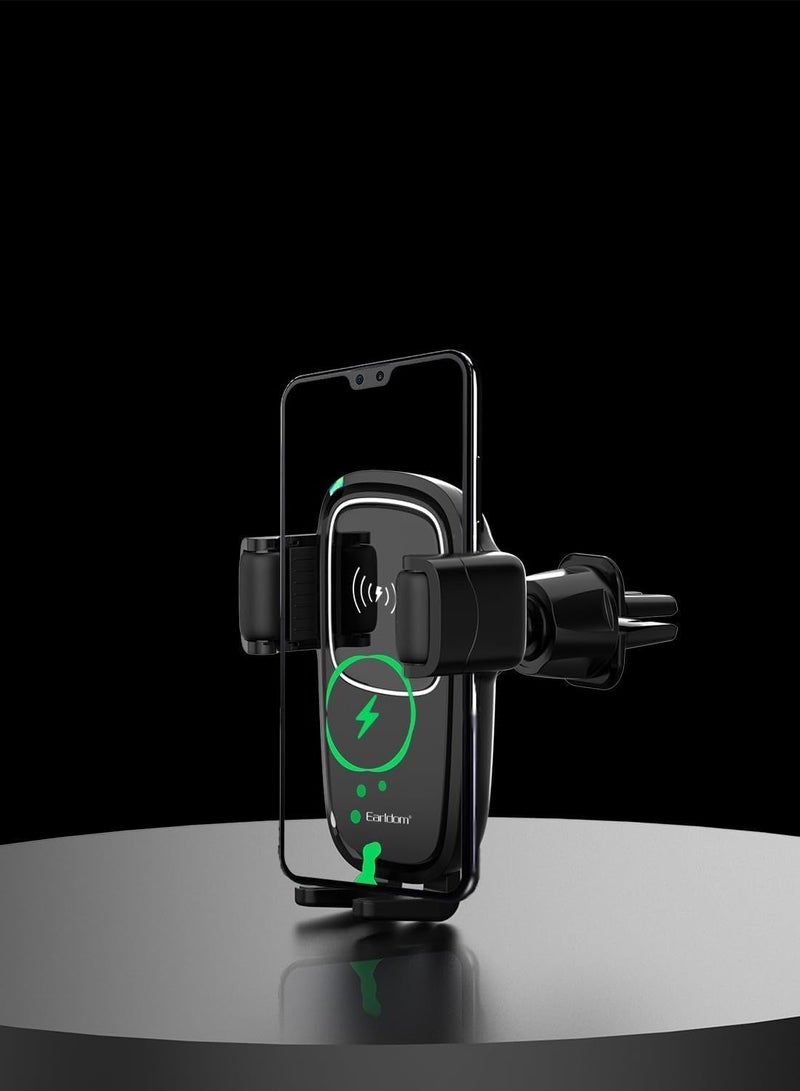 Earldom WC25 Wireless Car Charging Holder, Fast Wireless Charging Phone Mount, Auto Clamp, One-Hand Operation, 360° Adjustable Air Vent Dashboard Holder for Safe Driving – Black - Image 5